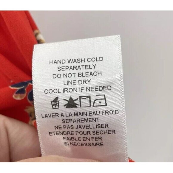 Pleione Women’s Red Floral Chiffon Blouse Size XS‎ Career Workwear Ruffle USA - Picture 8 of 10